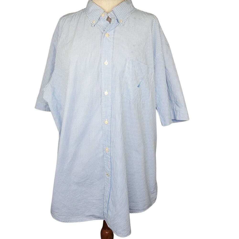 Nautica Short Sleeve Button Down Cotton Shirt Size XL